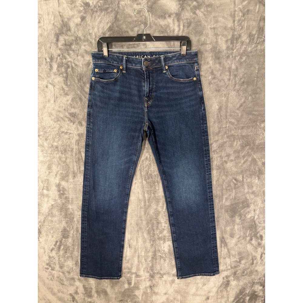 American Eagle Mens Slim Straight Dark Wash Indigo Denim Jeans 33x31